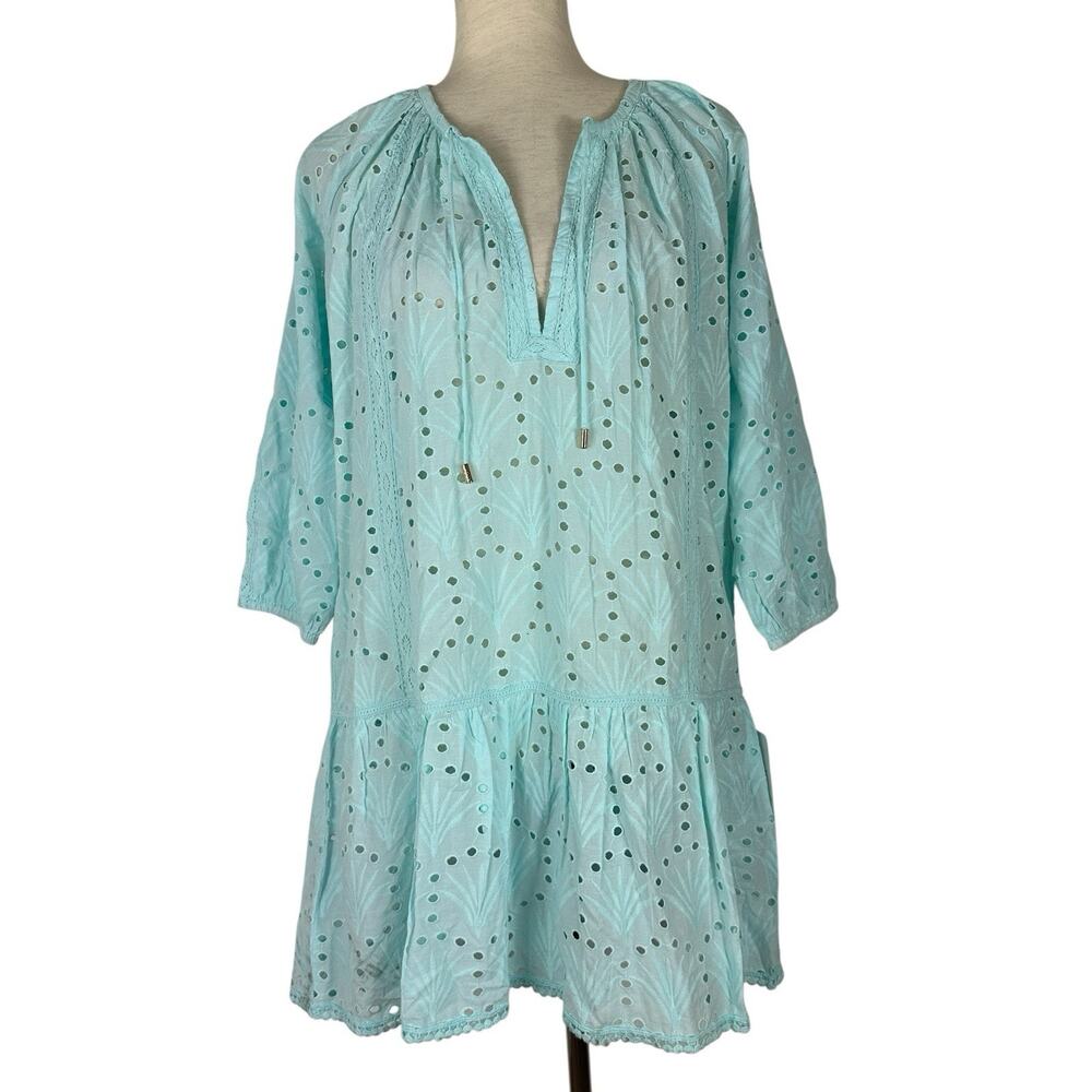 Melissa Odabash Dress Size XS Ashley Embroidered Beach Cover Up Sky Blue NWT